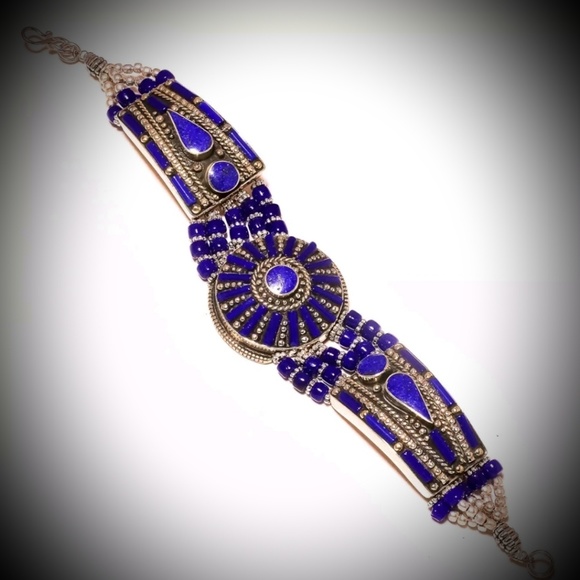Vintage 1960s Style Lapis Bracelet - Picture 1 of 2